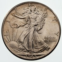 1945 50C Passeggio Libertà Mezzo Dollaro, Scelta Bu Condizioni, Nice Eye Appeal - $51.98