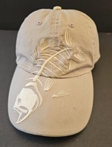 Get Reel Get Fish Bone Skeleton Hat Cap Adult Adjustable Tan Fishing Mens - $19.79