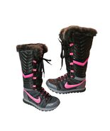 Nike Apres Sky Ultra High Tall Puffer Snow Boots Black Pink Women&#39;s Sz 6... - $198.38 CAD