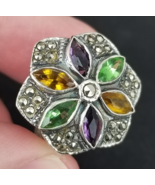 STERLING SILVER ladies ring size 6 amethyst citrine peridot 925 BEAUTIFUL! - $61.26 CAD