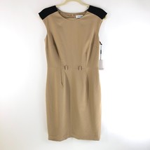 Calvin Klein Sheath Dress Sleeveless Career Colorblock Beige Black 6 - £19.02 GBP