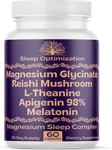 Natural Sleep Aid with Magnesium Glycinate 500mg Reishi Mushroom 350mg - $38.97