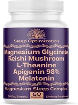 Natural Sleep Aid with Magnesium Glycinate 500mg Reishi Mushroom 350mg - £29.14 GBP