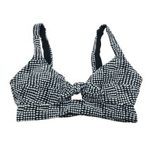 Aerie Jacquard Tie Banded Wide Strap Scoop Bikini Top Polka Dot Black White M - $14.49