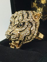 Elvis Presley Wedding Ring Head Lion TCB Made With Swarovski Crystal GP 6-9 Men - £30.67 GBP