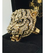 Elvis Presley Wedding Ring Head Lion TCB Made With Swarovski Crystal GP ... - £31.12 GBP