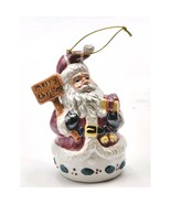 Vtg Iridescent Glazed Ceramic Santa with Merry Christmas Sign and Gift O... - $18.36 CAD