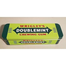 Gum Tin Wrigley Doublemint Hinged Box Green Vintage Approx 6.75&quot; long x ... - $8.96