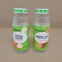 2 Vintage Gerber Baby Juice Jars 8 Oz. With Labels &amp; Lids Early 1990’s - £11.71 GBP