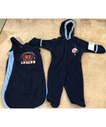 NWT Okie Dokie Baby Boy 2 Pc Pram Set Blue Fleece Football Sz 6-9 Months - €25,76 EUR