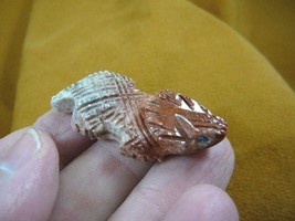 (Y-LIZ-HL-15) baby red tan Horned LIZARD carving SOAPSTONE Peru FIGURINE... - £6.74 GBP