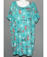 Munki Munki Snoopy Lounging at Beach Surfing Starfish Turquoise Nightgow... - $47.85 CAD