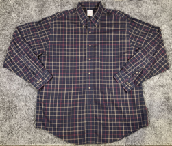 Brooks Brothers Shirt Mens Large Navy Plaid 365 Polo Button Up Down Long Sleeve - £13.97 GBP