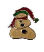 Vintage Snowman with Hat and Scarf Brooch Pin Enamel Signed TC 1.75&quot; - £11.86 GBP