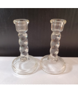 Vintage 6&quot; Tall Pair of Crystal Glass Candle Holder Candlestick - $10.86 CAD