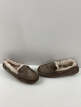 UGG Ansley Taupe Suede Sheepskin Lined Moc Toe Slippers Women’s Size 6 - $54.44