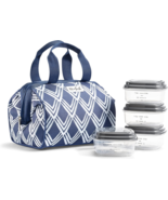 Insulated lunch bag tote &amp; food storage containers water resistant leak ... - £14.20 GBP