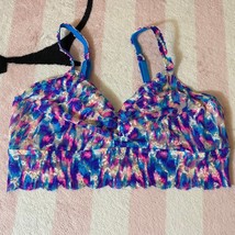 Victoria&#39;s Secret Pink Multicolor Floral Lace Bralette - Medium - £11.87 GBP