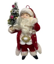 Midwest CBK Sisal Santa with Tree Christmas Ornament Red White 5.25 in - $12.48