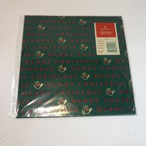 Vintage Hallmark Christmas Wrapping Paper 2 Sheets Green Horns Merry Chr... - £7.75 GBP