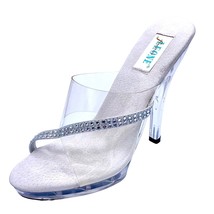 Frederico Leone Ava Silver Clear Lucite Rhinestone Slingback Heels Open ... - £27.26 GBP