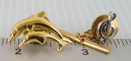Lot of Dolphin &amp; Clef Note Music Pin Tie Tack Gold &amp; Silver Tone (g10) - £36.24 GBP
