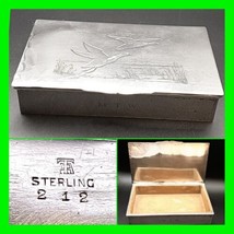 Large 1940&#39;s Sterling Silver Cedar Lined Desk Top Cigar Box - Fully Hall... - £545.12 GBP
