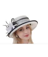 White-Black Ladies French Fashion Kentucky Derby Sinamay Curled Edges with Bow F - $89.99
