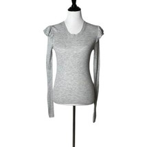 Madewell Ruffle Sleeve Gray Top Long Sleeve Ribbed Pullover Women&#39;s Size S - £16.31 GBP