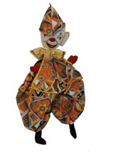 Vintage Hand Made Creepy Clown  Cloth Rag Doll Hanger Halloween  - £39.31 GBP