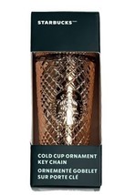 Starbucks Cold Cup Ornament Keychain Christmas 2023 Rose Gold Bling Studded - £8.18 GBP