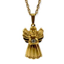 VTG Avon Angel Gold Tone Metal Necklace Clear Rhinestone 18&quot; - £10.76 GBP