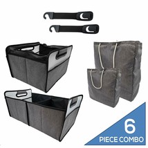 Car Organizer 6PC Combo: Tote Bags, Headrest Hook, Collapsible Storage C... - £23.91 GBP