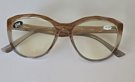 Reading Glasses ~ Two Tone ~ BROWN/GRAY ~ Plastic Frames ~ +2.00 Strength - £18.38 GBP