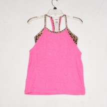 Small Victorias Secret Pink Leopard Print Workout Top Attached Sports Bra Size S - £12.12 GBP