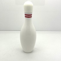Vintage Avon Bowling Pin Bottle White Milk Glass With Red Stripes - £3.83 GBP