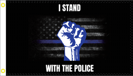 I Stand With The Police Thin Blue Line Flag American Law Us Tex® 100D 3&#39;X5&#39; Flag - £14.81 GBP