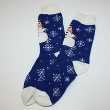 Unbranded Unisex Boy&#39;s or Girl&#39;s Blue Snowflakes &amp; Snowman Socks size 7-... - £1.53 GBP