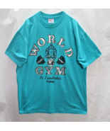 VTG World Gym Men’s Florida Gorilla Blue Teal Single Stich T Shirt Size ... - £112.09 GBP