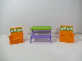 Fisher Price Loving Family Dollhouse RV Camper replacement picnic table chairs - $19.79