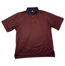 Men’s Foot Joy Golf Polo Shirt Medium Maroon Navy Diamond Pattern Casual - $14.52