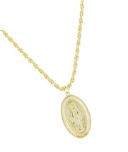 18K Gold Virgin Mary Necklace - Medallion Necklace - Medal - £70.12 GBP