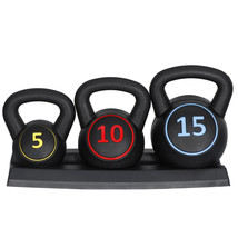 Exercise Fitness Concrete Weights 3-Piece Kettlebell Set 5Lb 10Lb 15Lb F... - $63.99