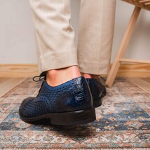 John Exotic Classic Dress Oxford Woven Calfskin Crocodile Shoes Navy image 11