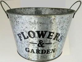 Window Planters Printed ‘Flowers &amp; Garden’ Short Bucket Galvanized 4.2”H x 6.8”D - £2.77 GBP+