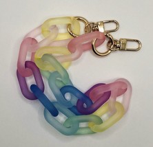 Frosted acrylic rainbow colours chunky chain link strap, gold hardware - $26.58