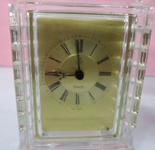 Hechinger West Germany Lead Crystal Desk Clock &quot;WORKS&quot; Quartz Time - £19.17 GBP