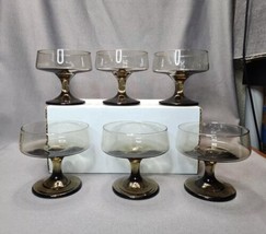 Vintage Libbey Tawny Accent Brown Champagne Coupe Glasses Tall Sherbet S... - $34.65