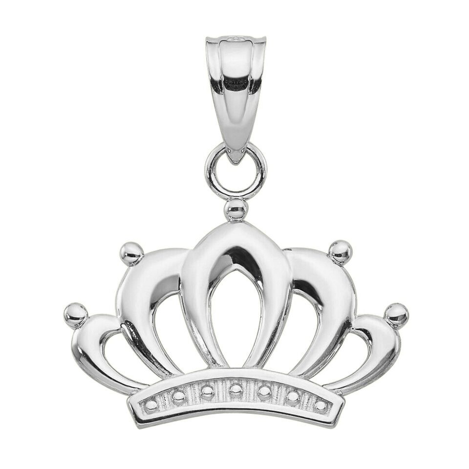 Primary image for 14k White Gold Plated Crown Pendant Charm Necklace Fine Jewelry Women Gifts Her
