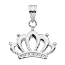 14k White Gold Plated Crown Pendant Charm Necklace Fine Jewelry Women Gifts Her - £36.41 GBP